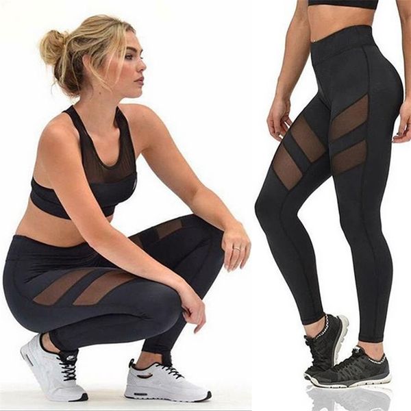 Sexy Mesh Butt Lifting Schwarze Leggings Frauen Hohe Taille Push Up Strumpfhosen Mädchen Gym Workout Fitness Yoga Hosen Jegging Leggins 211215