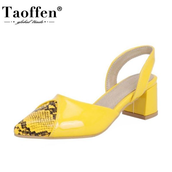 

taoffen size 31-43 women high heel sandals mix color thick heel pumps sandals fashion women party shoes footwear, Black
