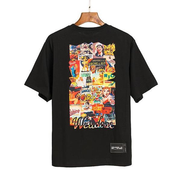 

men's t-shirts 21ss maching pachwork shirs 100% coon shor sleeve ee hip hop men women rend welldone shirt odul, White;black