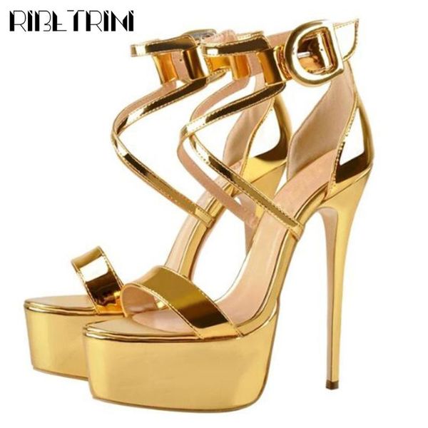 

ribetrini brand ins 2021 female golden luxury design buckle high heels shoes platform women sandals party summer sandals, Black