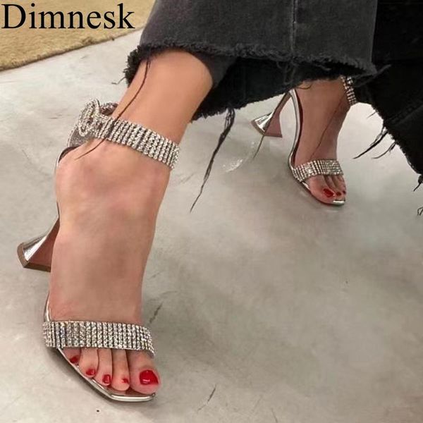 

sandals gold silver rhinestone cup high heel women square toe ankle strap crystal sandalias summer party dress shoes 2021, Black