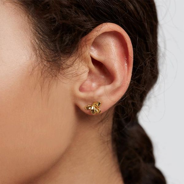 

stud eleshe delicate flower earrings for women girls 18k gold plated with 925 sterling silver tiny fine jewelry 2021, Golden;silver