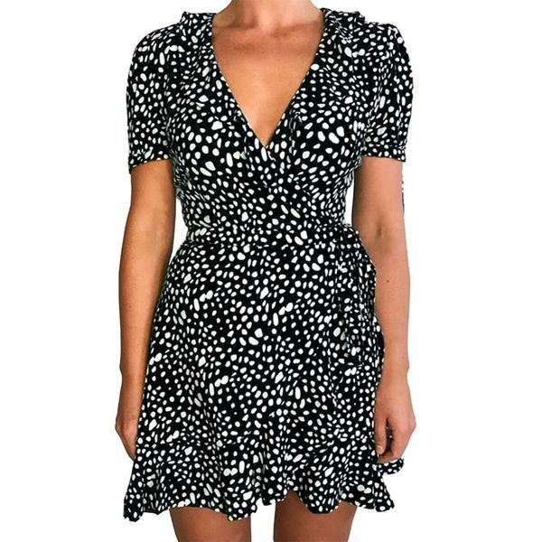 

35 european and american women's dresses korean style summer short-sleeved mid-length 2021 new ladies skirts gkoi, Black;gray