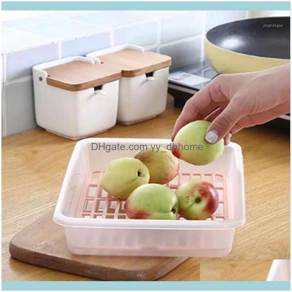 Flaschen Gläser Housekeeping Organisation Hausgartenrechteckige Plastikbox Haushaltskühlschrank Obst Gemüse Versiegelter Crisper Abflussspeicher