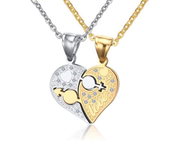 

pendant necklaces lover's fashion accessory titanium steel man-made heart shape couples with necklace, Silver
