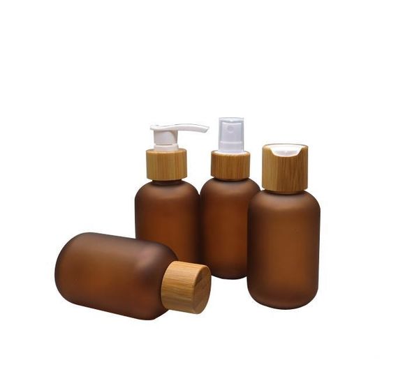 

120ml brown frosted pet bottle with screw cover/press cover/spray/emulsion pump.