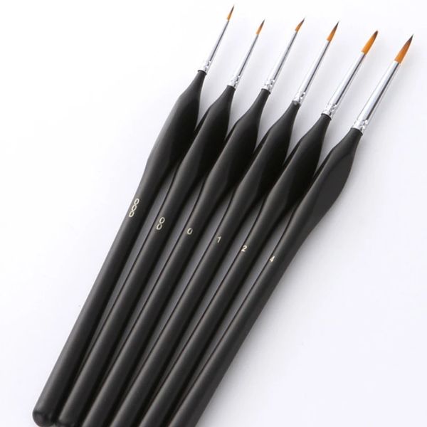 6 Pz Black Triangle Pole Nylon Hair Pittura a olio Pennello Gancio Linea Penna per Acquerello Pittura acrilica Art