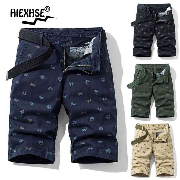 

men solid color bicycles printing pattern shorts cargo cotton comfortable casual bermuda overalls 210716, White;black