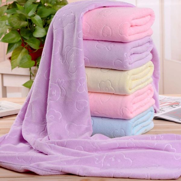 

towel 70*140 microfiber embossed bear bath beach colorful household