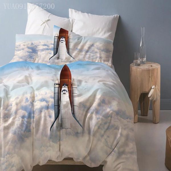 

bedding sets home textile cartoon space shuttle fashion printing soft microfiber bed linen boys gift duvet cover no sheet