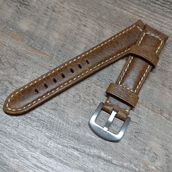 

watch bands superior calfskin leather 20mm 22mm 24mm 26mm strap lining stainless steel silver black buckle band for pam, Black;brown