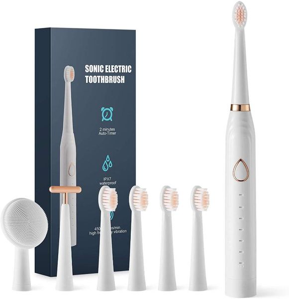 

smart electric toothbrush sonic 7 bursh heads 6 super clean modes ipx7 waterproof rechargeable