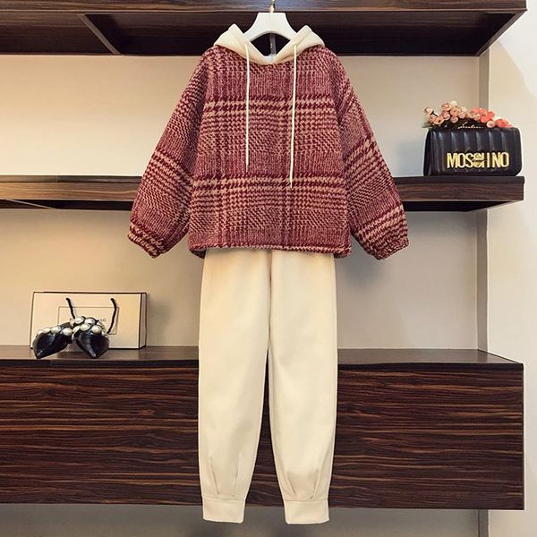 

women's two piece pants plus size 2021 women hoodies and sweatpants hooded tracksuits female suit lattice pullovers lounge wear sets ca, White