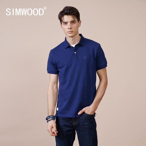 

men's polos simwood 2021 summer logo embroidery shirts men 100% cotton regular fit short tshirt sk120319, White;black