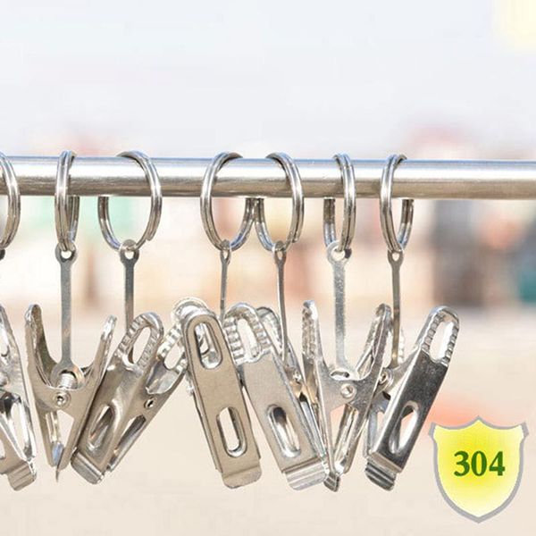 

other home decor 3/6/10pcs stainless steel curtain hanging ring clips set shower tracks hooks clamp stuff