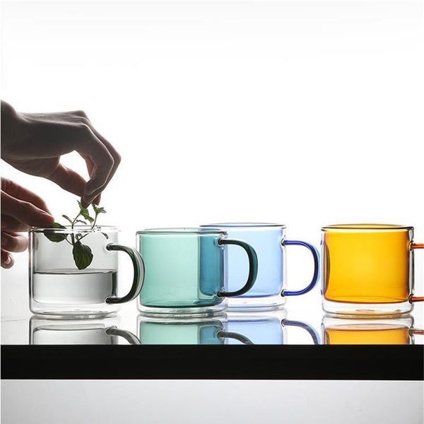 

new heat-resistant double wall glass cup espresso coffee cup set handmade beer mug tea glass whiskey glass handle cups d qyldfm