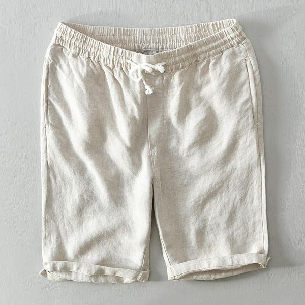

men's shorts summer casual linen beach pants 0806, White;black