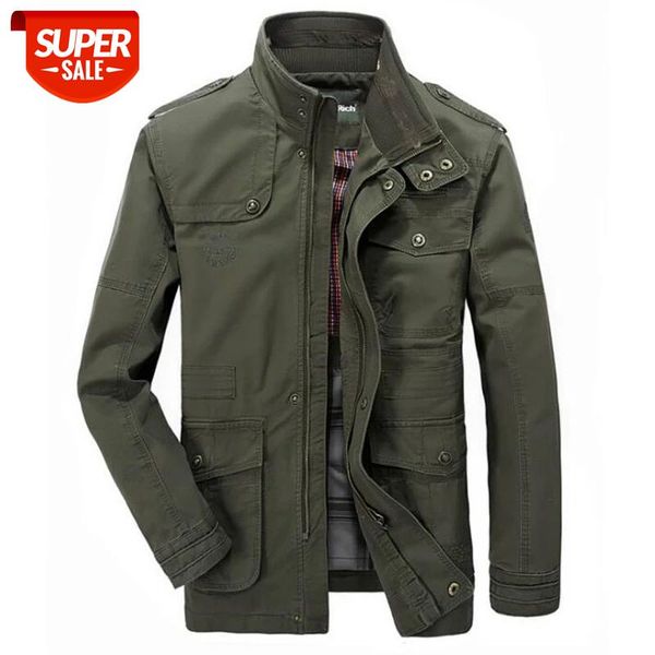 

Autumn Winter 100% Cooton Military Army Mens Jackets Coats Stand Collar Multi-pocket Long Flight Jackets -8XL Jaqueta masculina #Qv8I, Black;brown