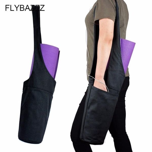 

yoga mats mat bag fitness gym bags durable canvas pilates with inner zipper pocket for phone key solid black dance backpack
