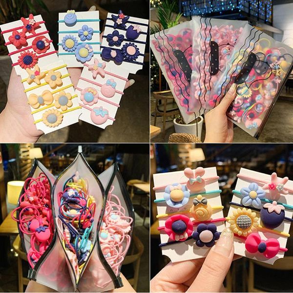 

hair accessories 20pcs/pack high-quality elastic nylon bands for girls colorful rubber band kids headdress, Slivery;white