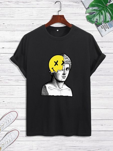 

men cartoon & figure graphic tee u9xx#, White;black