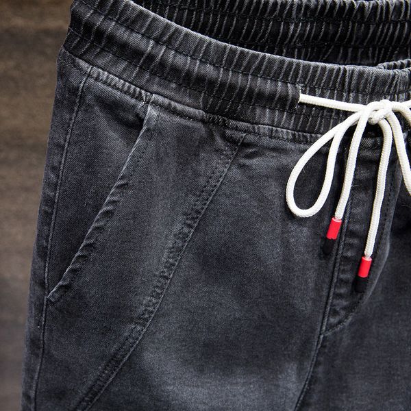 

jeans mens elastic hip hop pants mens loose casual feet tight waist trend spring and autumn new 2020, Blue