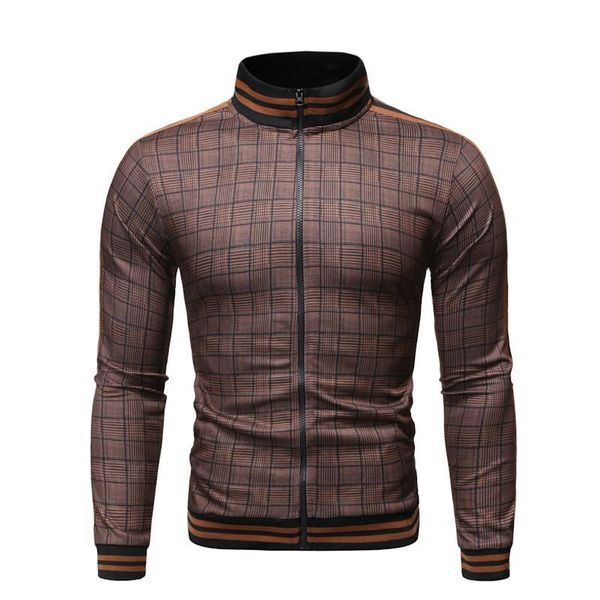 

plaid jacket coat men's baseball jacket spring casual fashion hip hop striped men streetwear chaqueta hombre, Black;brown