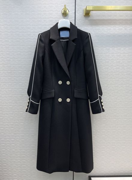 

women's trench coats 2021 autumn winter long sleeve lapel neck jackets designer brand same style outerwear 0929-8, Tan;black