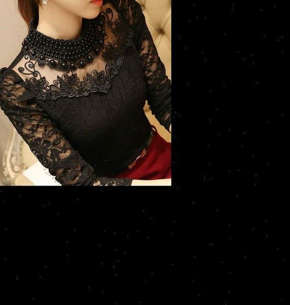 

plus size lace chiffon autumn women blouses shirts lace blouse long sleeve casual shirt beaded blusas women clothing, White