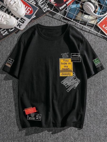

men slogan graphic tee 15qr#, White;black