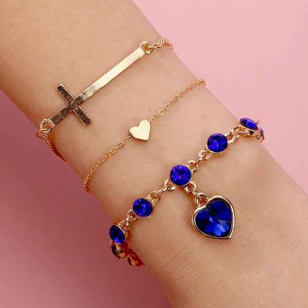 

charm bracelets love cross ocean heart bracelet, Golden;silver