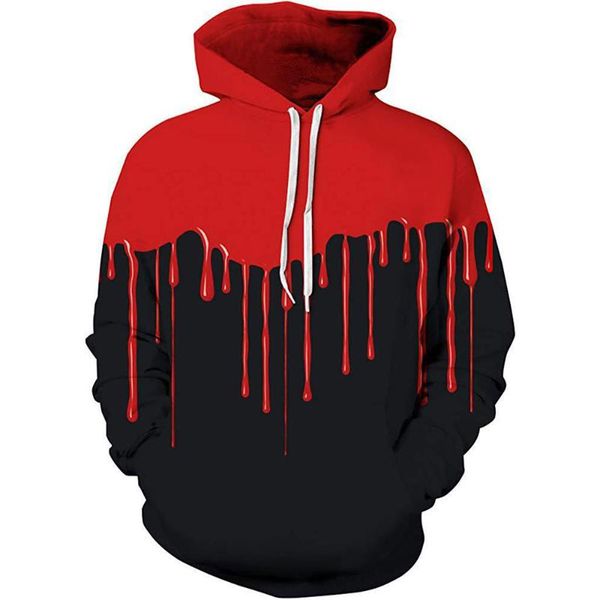 

men's hoodies & sweatshirts kids boy girl fashion 3d paint splatter all over color print casual men hoodie hipster streetwear sweatsh, Black