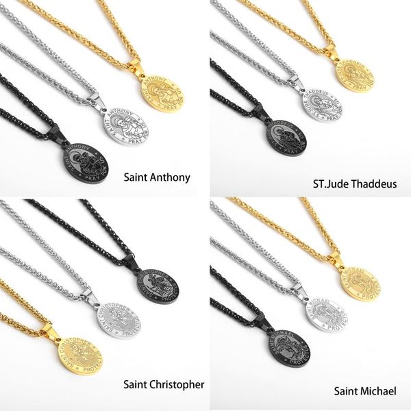 

pendant necklaces ascona men's titanium steel catholic stainless necklace for jewelry, Silver