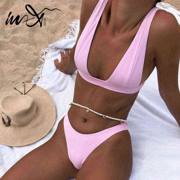 

in-x high cut bikini solid swimsuit women's swimming suit swimwear women sports bathing suit beach wear biquini summer, White;black