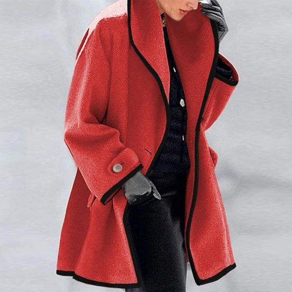 

women's wool & blends down jacket 2021 winter womens coat trench with hood ladies warm slim long overcoat outwear, Black