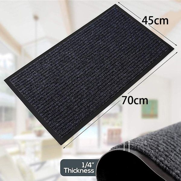 

2-pack striped door floor mat - indoor outdoor rug entryway welcome mats with rubber backing for shoe scraper, perfect for insid