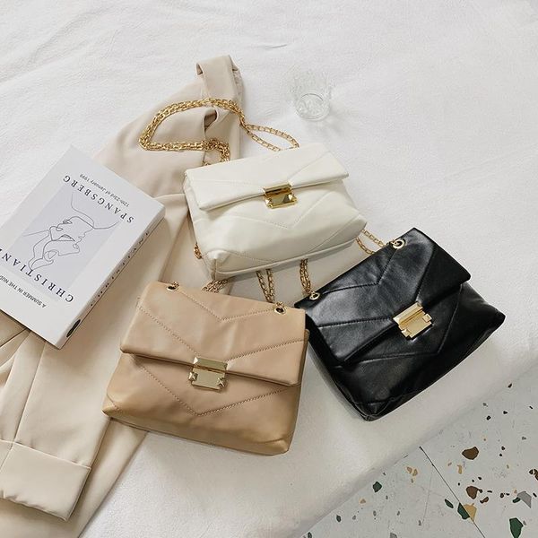 

evening bags fashion strip chain shoulder crossbody bag for women 2021 sac main messenger female handbags and purses qualited