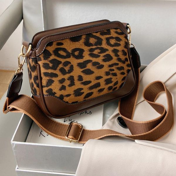 

leopard print broad strap women shoulder bag 2021 spring suede crossbody bags small zebra print trend luxury female handbags