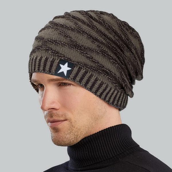 

beanies 2021 brand solid color knit men's beanie a winter hat warm plus velvet thicken hedging cap skullies bonnets loose wool