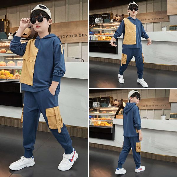 

boys' autumn spring suit and new 2021 cuhk children's korean leisure sports fashionable two piece set, White