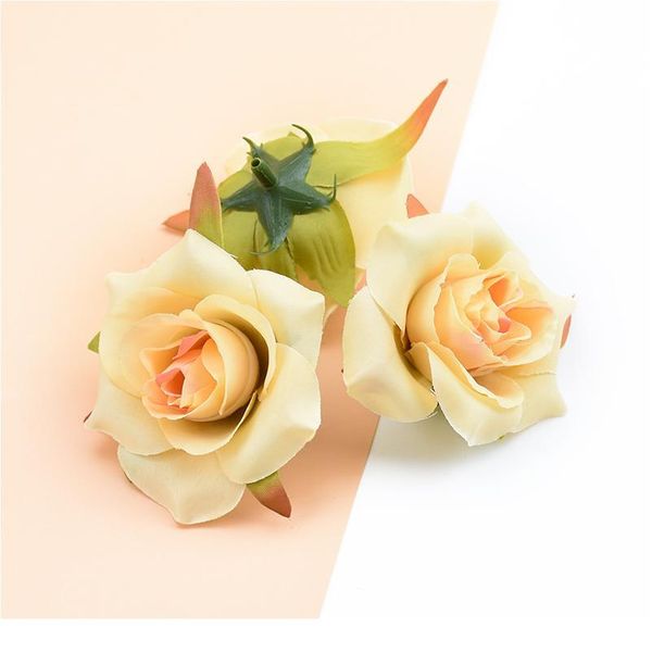 

10pcs 6cm silk roses decorative flowers wedding home decoration accessories diy christmas wreath fake plants artificial jlltev