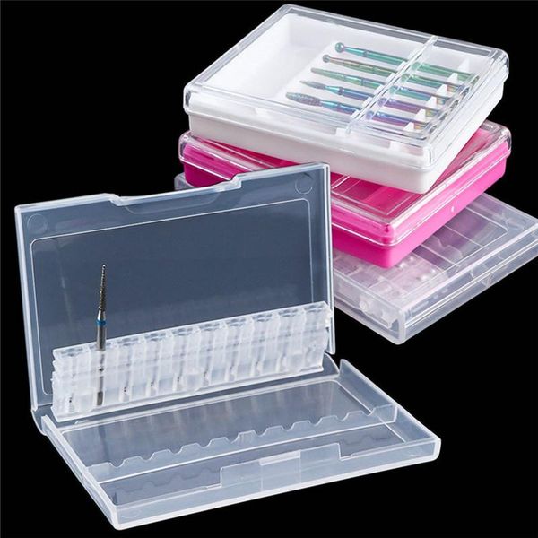 

nail art equipment clear drill bit brush plastic storage box holder container manicure cutters display accessories tool, Silver
