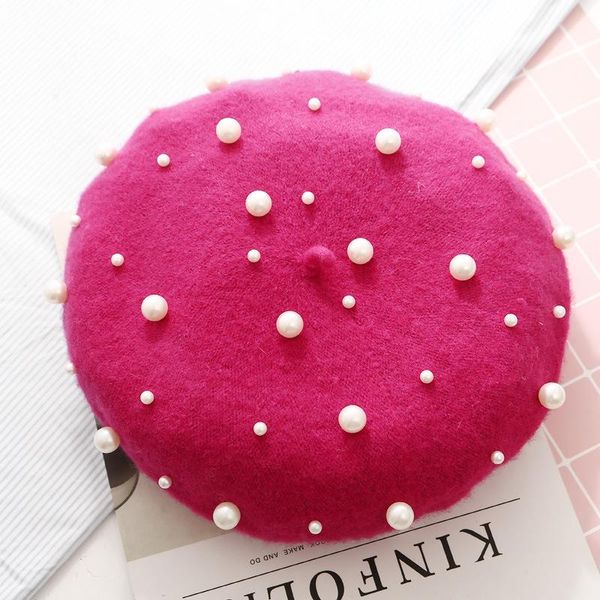 

berets 2021 cashmere pearl rivet women wool beret for hats, Blue;gray
