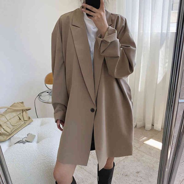 

women's suits & blazers [eam] women black big size long casual blazer lapel sleeve loose fit jacket fashion spring autumn 2022 1de0921, White;black