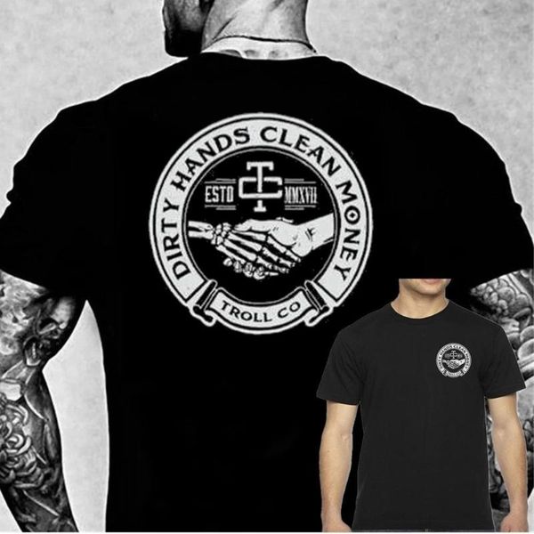 

men's t-shirts dirty hands clean money t-shirt, White;black