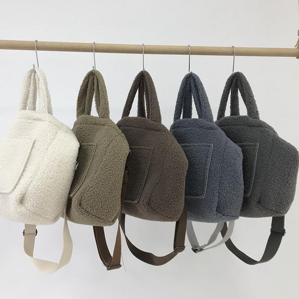 

evening bags korean female bag casual all -match messenger handbag 2021 winter lamb plush shoulder women tote