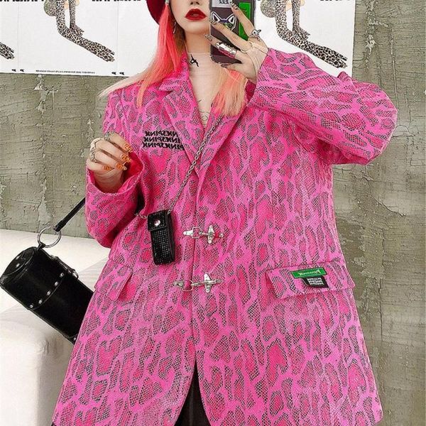 

women's suits & blazers herstory french vintage fashion single breasted outwear spring 2021 snake print women korean loose streetwear j, White;black