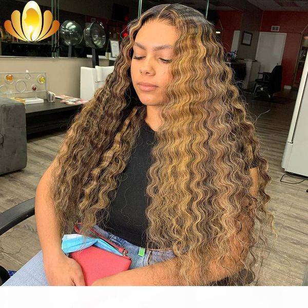 

deep curly wig ginger orange ombre colored malaysia remy hair lace part human hair wig 150% pre-plucked lace front for women, Black;brown