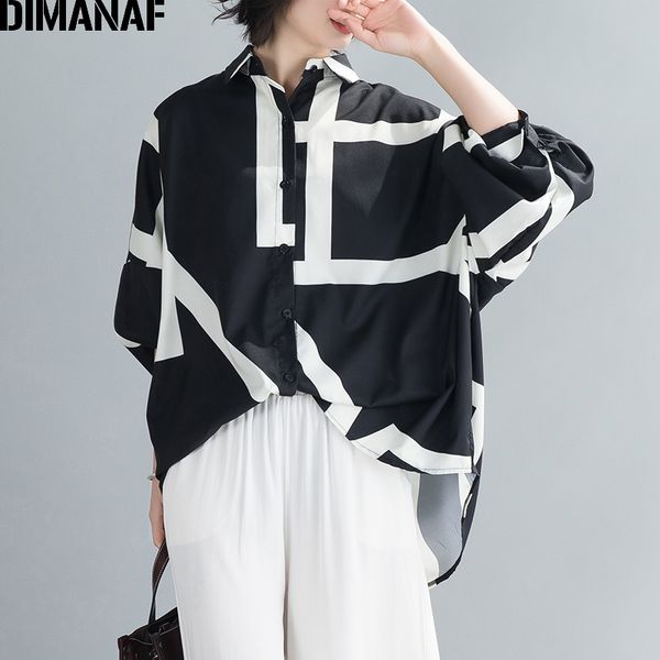 

dimanaf summer oversize women blouse shirts office lady tunic casual loose striped batwing sleeve clothing button cardigan 21302, White