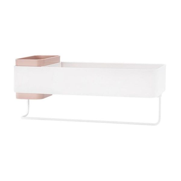 

bathroom storage & organization supplies adhesive organizer shelf wall mount holder large capacity compartment no drilling